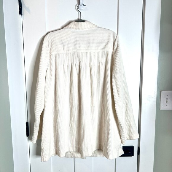 J. Jill Cream Corduroy Button Down Shacket Barn Chore Cottagecore Size Large - Picture 5 of 7